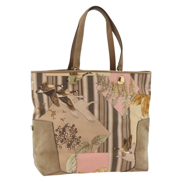 Salvatore Ferragamo Tote Bag Canvas Beige Gold Auth BA11639