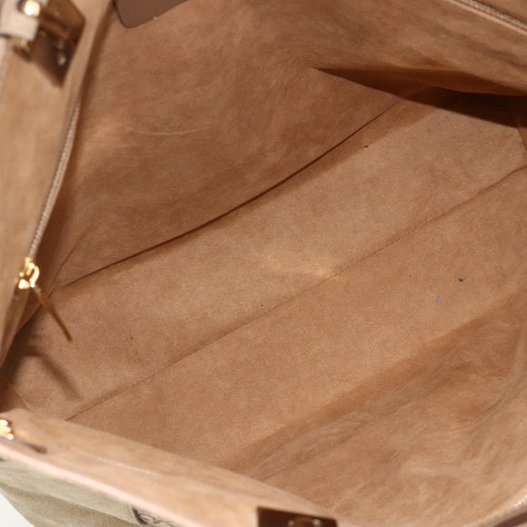 Salvatore Ferragamo Tote Bag Canvas Beige Gold Auth BA11639