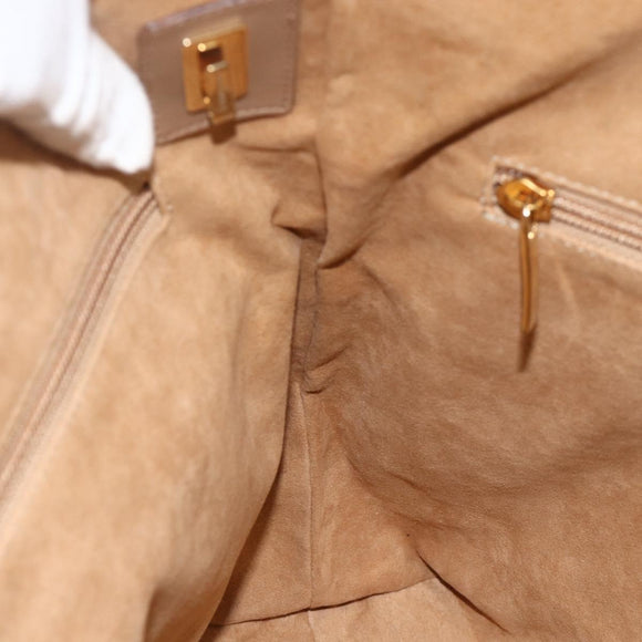 Salvatore Ferragamo Tote Bag Canvas Beige Gold Auth BA11639