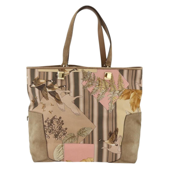 Salvatore Ferragamo Tote Bag Canvas Beige Gold Auth BA11639