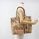 Salvatore Ferragamo Tote Bag Canvas Beige Gold Auth BA11639-23