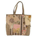 Salvatore Ferragamo Tote Bag Canvas Beige Gold Auth BA11639-2