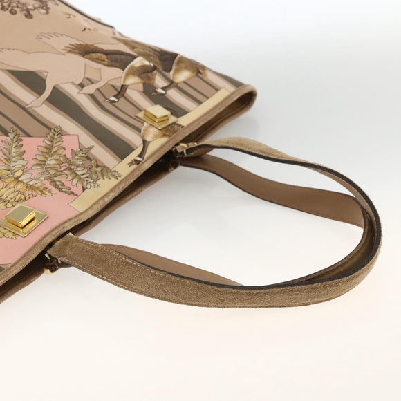 Salvatore Ferragamo Tote Bag Canvas Beige Gold Auth BA11639