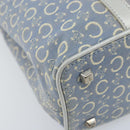 CELINE C Macadam Canvas Hand Bag Light Blue Silver Auth BA11640-14