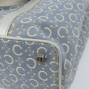 CELINE C Macadam Canvas Hand Bag Light Blue Silver Auth BA11640-15