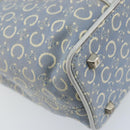 CELINE C Macadam Canvas Hand Bag Light Blue Silver Auth BA11640-16