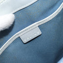 CELINE C Macadam Canvas Hand Bag Light Blue Silver Auth BA11640-17