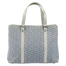 CELINE C Macadam Canvas Hand Bag Light Blue Silver Auth BA11640-13