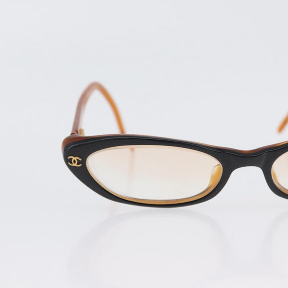 CHANEL Glasses plastic 2 Set Brown Beige CC Auth BA11642