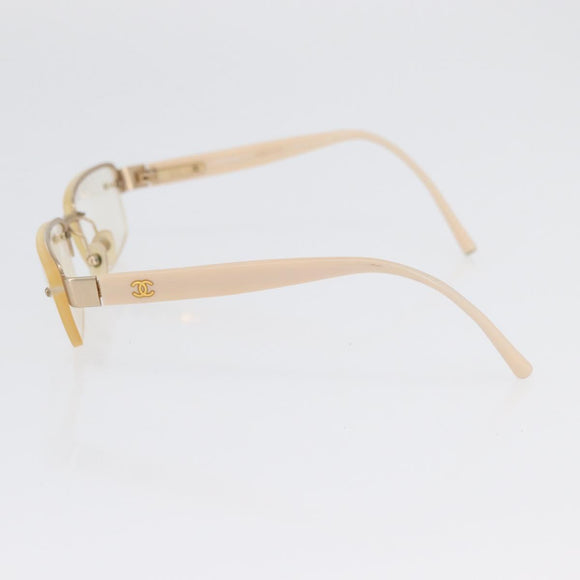 CHANEL Glasses plastic 2 Set Brown Beige CC Auth BA11642