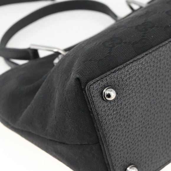 GUCCI GG Canvas Handtasche Schwarz Silber 120844 Auth BA11644