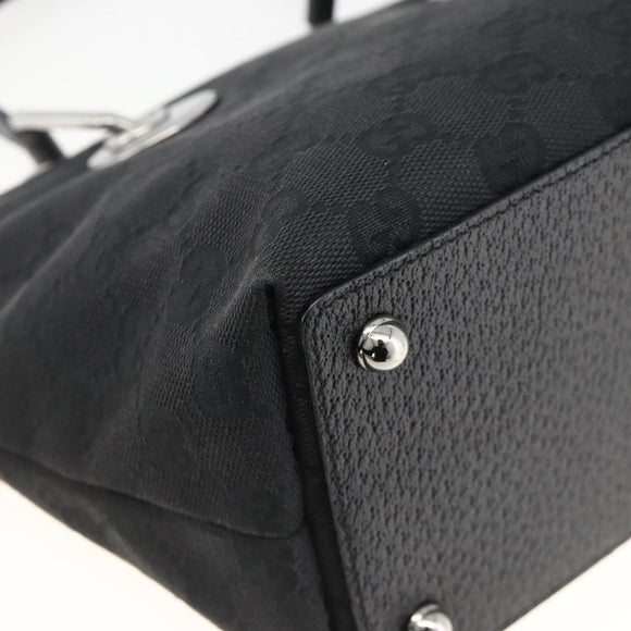 GUCCI GG Canvas Handtasche Schwarz Silber 120844 Auth BA11644