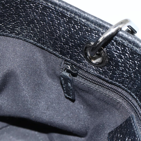 GUCCI GG Canvas Handtasche Schwarz Silber 120844 Auth BA11644