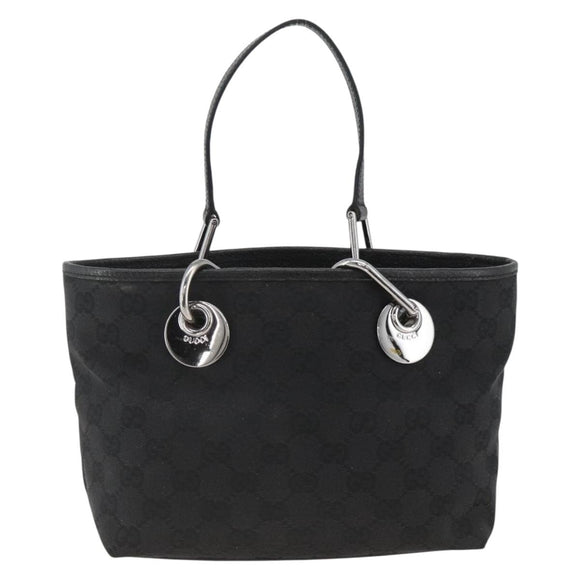 GUCCI GG Canvas Handtasche Schwarz Silber 120844 Auth BA11644