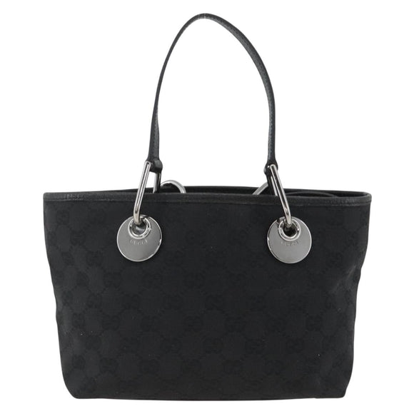 GUCCI GG Canvas Handtasche Schwarz Silber 120844 Auth BA11644
