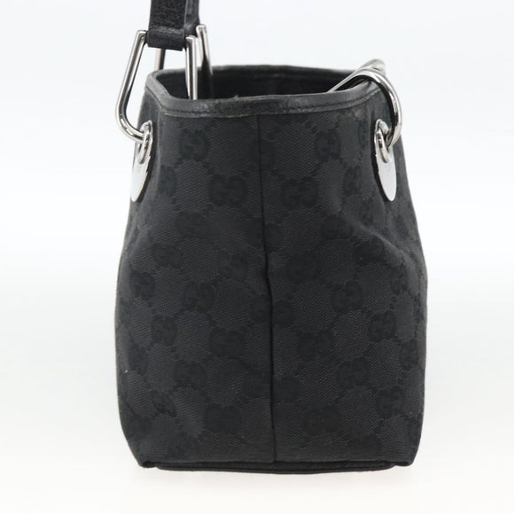 GUCCI GG Canvas Handtasche Schwarz Silber 120844 Auth BA11644