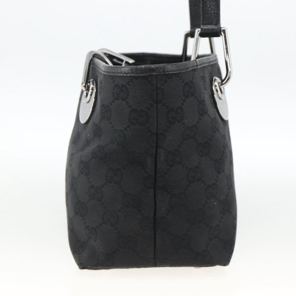 GUCCI GG Canvas Handtasche Schwarz Silber 120844 Auth BA11644