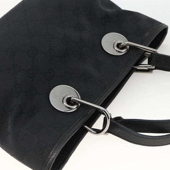 GUCCI GG Canvas Handtasche Schwarz Silber 120844 Auth BA11644