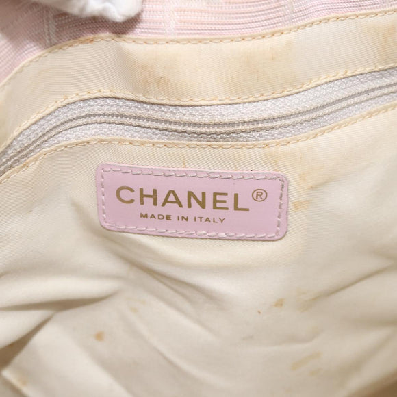 CHANEL New Travel Line Tote Bag Nylon Pink Gold CC Auth BA11645