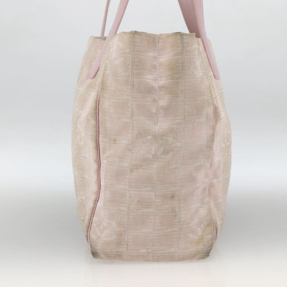 CHANEL New Travel Line Tote Bag Nylon Pink Gold CC Auth BA11645