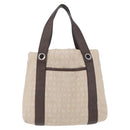 BVLGARI Tote Bag Canvas Beige Silver Auth BA11649-13