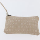 BVLGARI Tote Bag Canvas Beige Silver Auth BA11649-20
