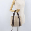 BVLGARI Tote Bag Canvas Beige Silver Auth BA11649-23
