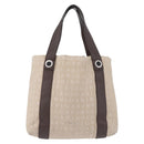 BVLGARI Tote Bag Canvas Beige Silver Auth BA11649-2