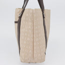 BVLGARI Tote Bag Canvas Beige Silver Auth BA11649-3