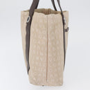 BVLGARI Tote Bag Canvas Beige Silver Auth BA11649-4