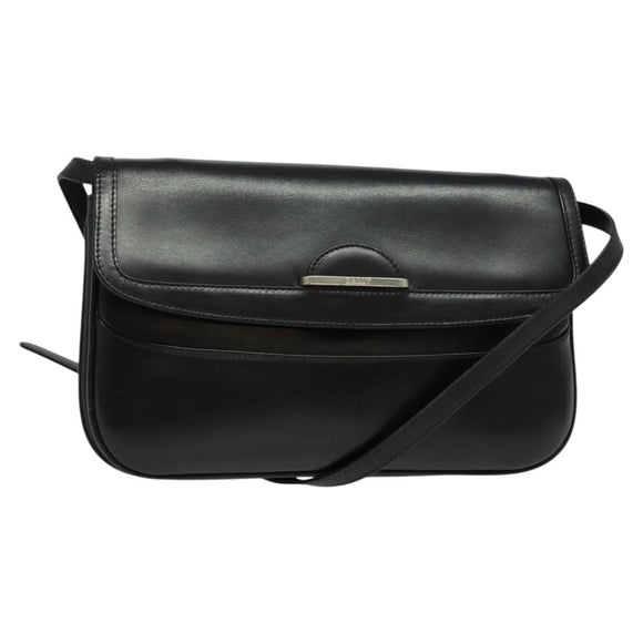 BALLY Shoulder Bag Leather Black Auth BA1165