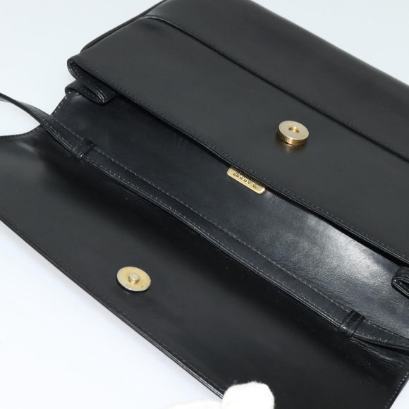 BALLY Shoulder Bag Leather Black Auth BA1165