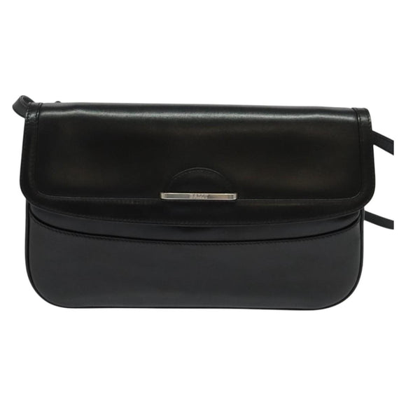BALLY Shoulder Bag Leather Black Auth BA1165