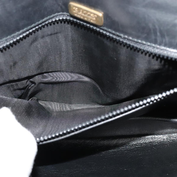 BALLY Shoulder Bag Leather Black Auth BA1165