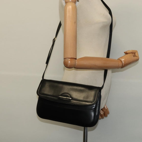 BALLY Shoulder Bag Leather Black Auth BA1165