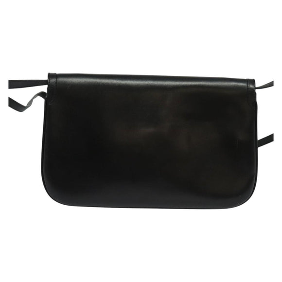 BALLY Shoulder Bag Leather Black Auth BA1165