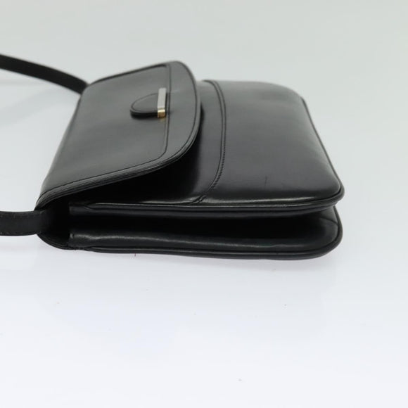 BALLY Shoulder Bag Leather Black Auth BA1165