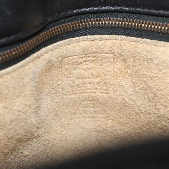 MCM Chain Shoulder Bag Leather Black Gold Auth BA11650
