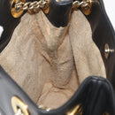 MCM Chain Shoulder Bag Leather Black Gold Auth BA11650-19