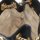 MCM Chain Shoulder Bag Leather Black Gold Auth BA11650-20