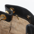 MCM Chain Shoulder Bag Leather Black Gold Auth BA11650-21