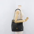 MCM Chain Shoulder Bag Leather Black Gold Auth BA11650-23