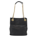 MCM Chain Shoulder Bag Leather Black Gold Auth BA11650-3
