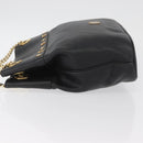 MCM Chain Shoulder Bag Leather Black Gold Auth BA11650-5