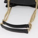 MCM Chain Shoulder Bag Leather Black Gold Auth BA11650-7
