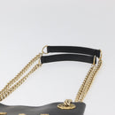 MCM Chain Shoulder Bag Leather Black Gold Auth BA11650-8