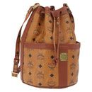 MCM Vicetos Logogram Shoulder Bag PVC Leather Brown Gold Auth BA11651-1