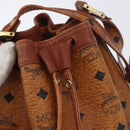 MCM Vicetos Logogram Shoulder Bag PVC Leather Brown Gold Auth BA11651-14