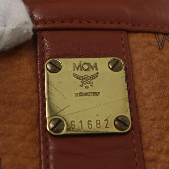 MCM Vicetos Logogram Shoulder Bag PVC Leather Brown Gold Auth BA11651