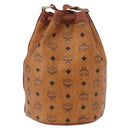 MCM Vicetos Logogram Shoulder Bag PVC Leather Brown Gold Auth BA11651-3